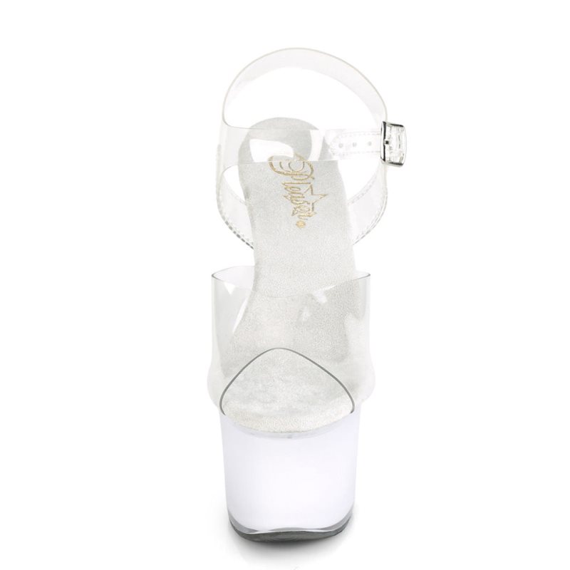 White / Clear Pleaser Discolite-708 Women's Platform Heels Sandals | AUSTRALIA OEQWA