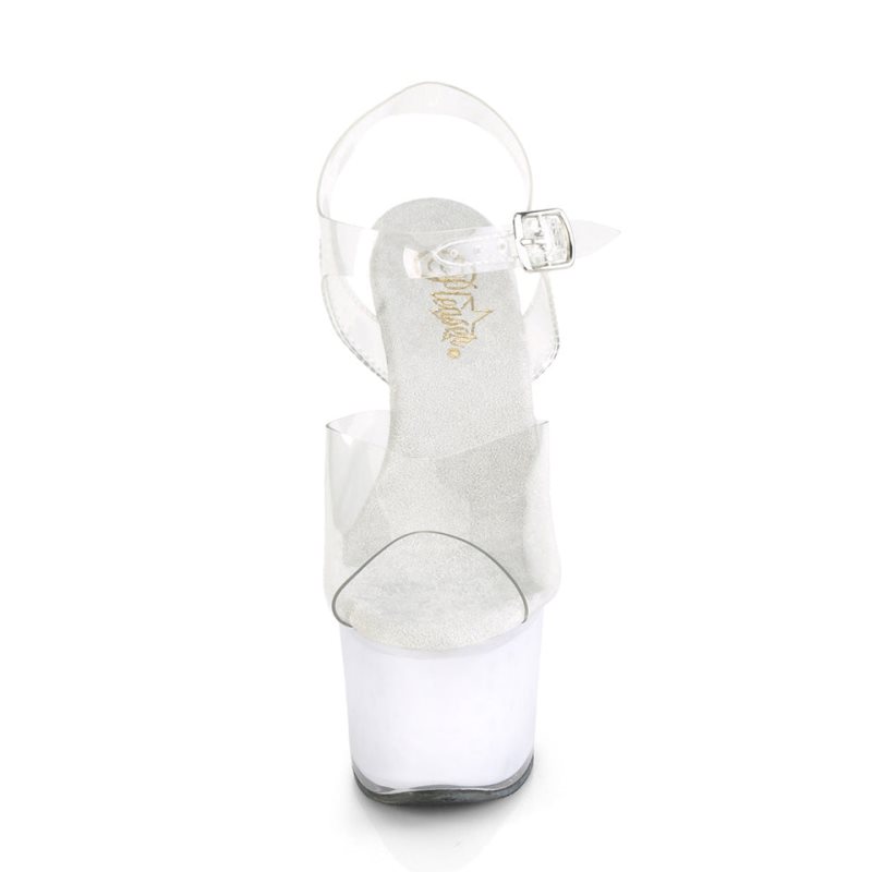 White / Clear Pleaser Echolite-708 Women's Platform Heels Sandals | AU VAOMBDF