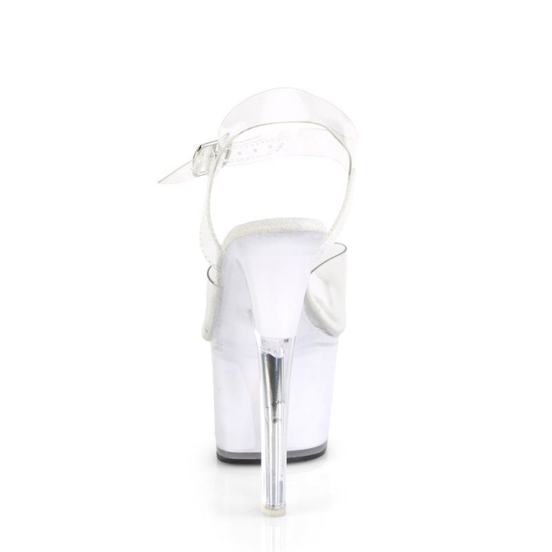 White / Clear Pleaser Echolite-708 Women's Platform Heels Sandals | AU VAOMBDF