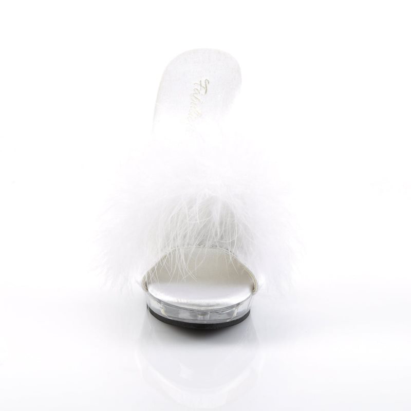 White / Clear Pleaser Lip-101-8 Women's Platform Slides | AU MWLCPAF